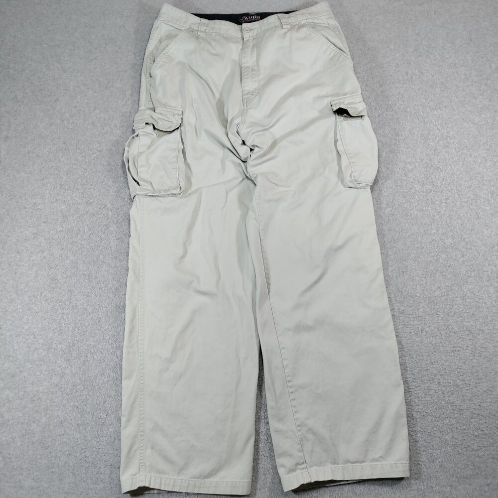 Plugg Cargo Pants Mens 36x34* (34x31) Khaki Cotton Baggy Utility Workwear